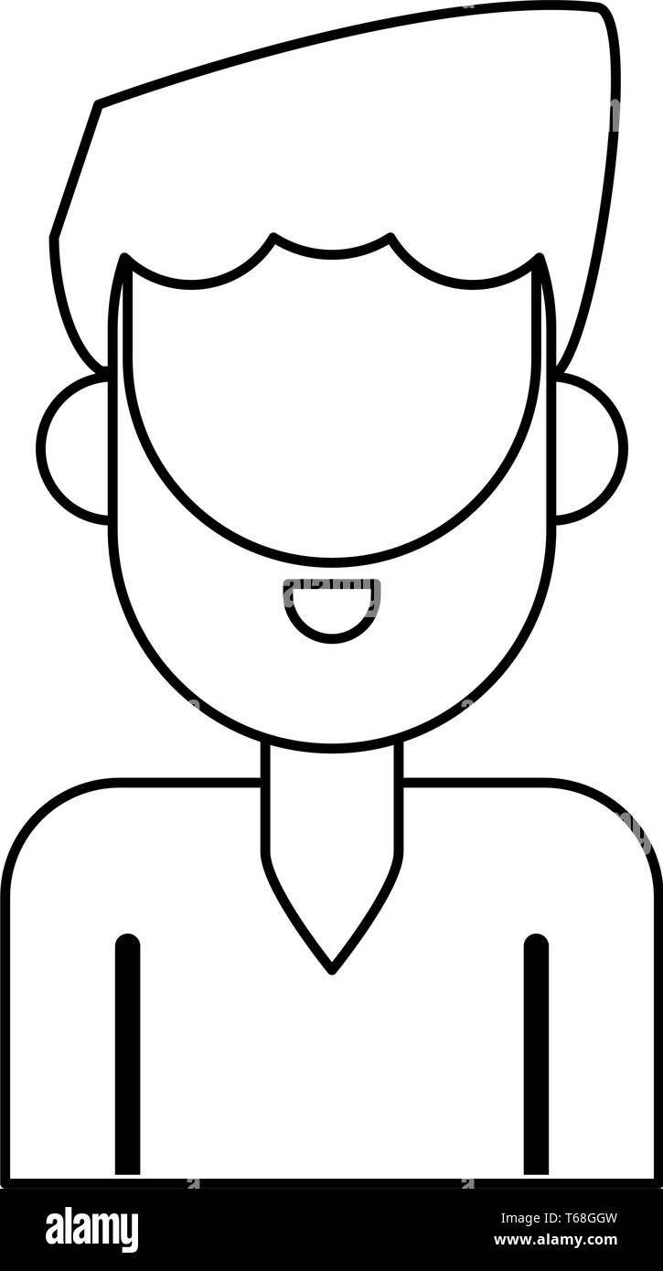 man avatar cartoon character portrait in black and white Stock Vector ...