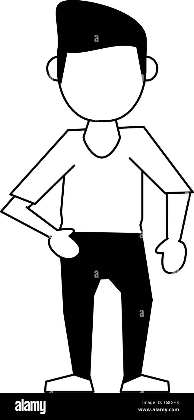 man avatar cartoon character in black and white Stock Vector Image ...