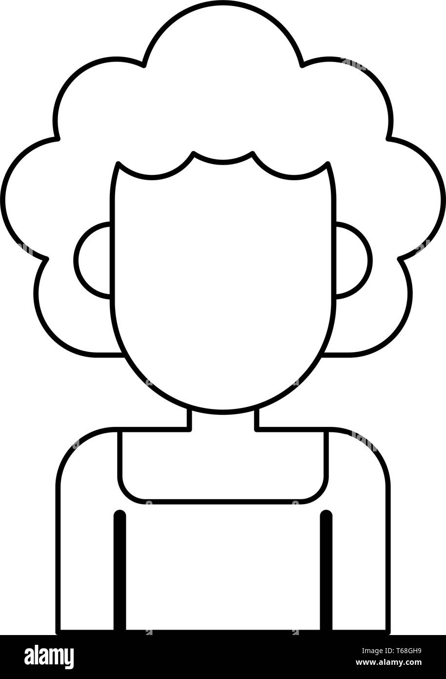woman avatar cartoon character portrait in black and white Stock Vector ...