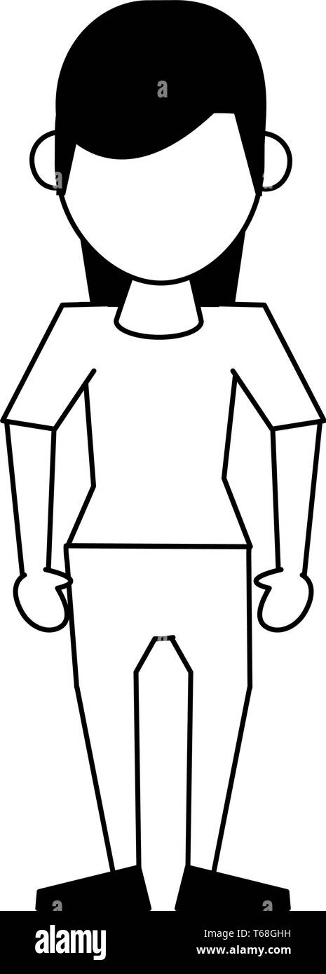 woman avatar cartoon character in black and white Stock Vector Image ...