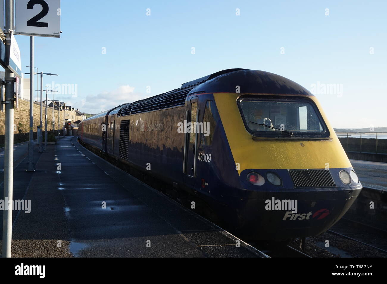 Intercity 125 of Great Western Railways arriving in Penzance Cornwall. Stock Photo