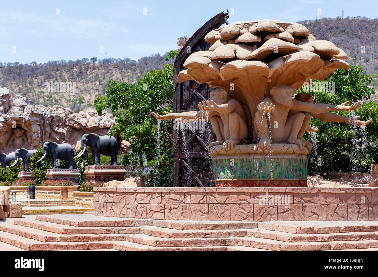 Gigantic monkey statues on fountain in famous Lost City Stock Photo Alamy