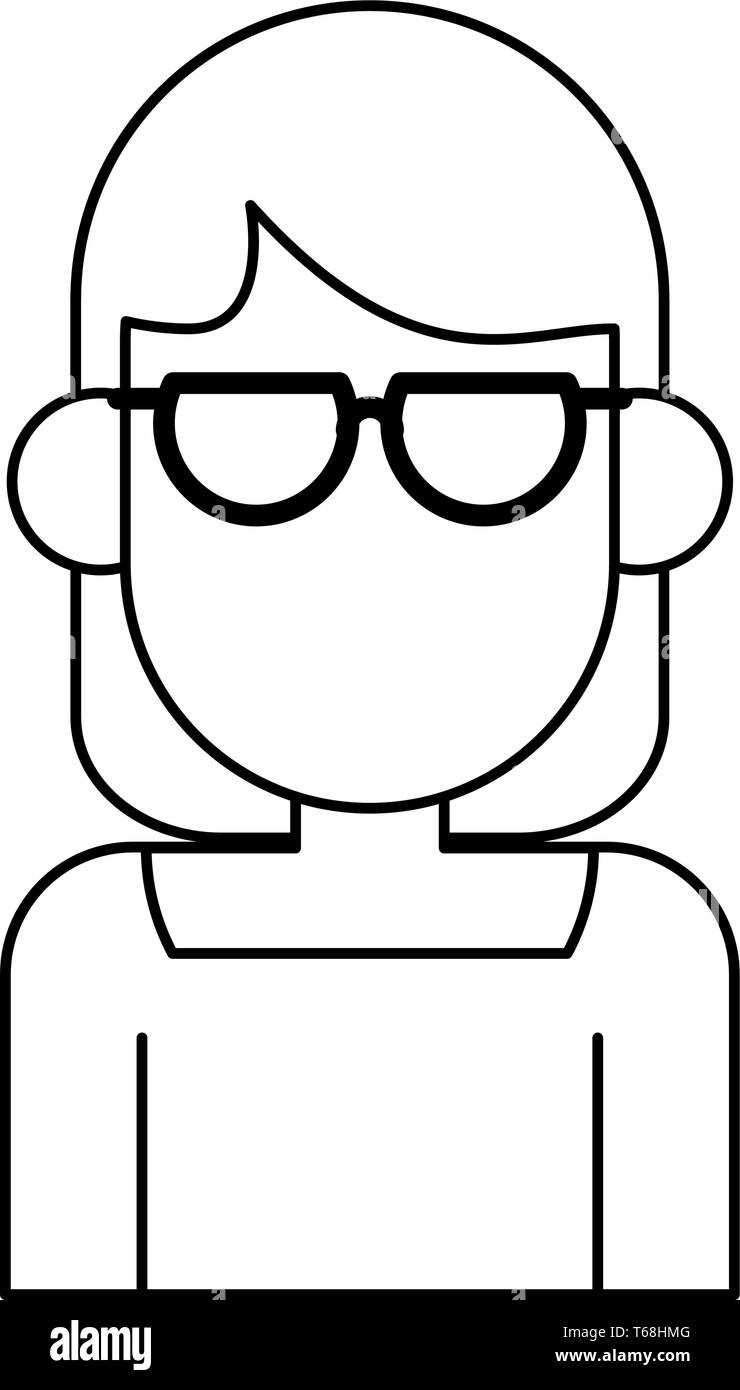 woman avatar cartoon character portrait in black and white Stock Vector ...