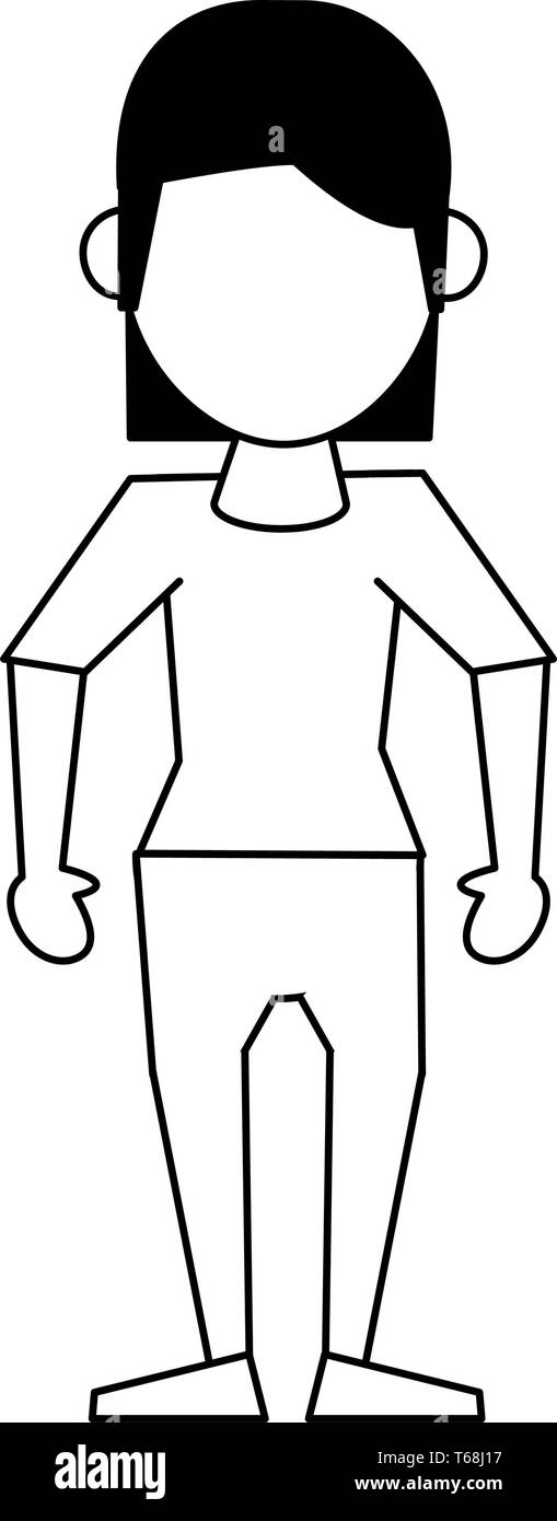 woman avatar cartoon character in black and white Stock Vector Image ...