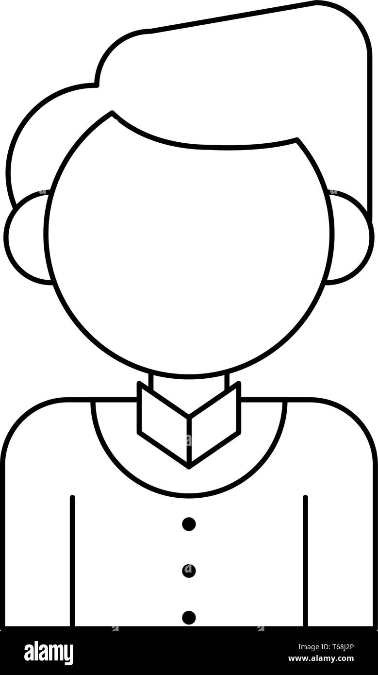man avatar cartoon character portrait in black and white Stock Vector ...