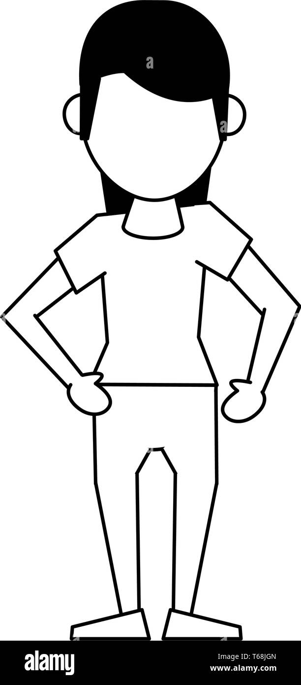 woman avatar cartoon character in black and white Stock Vector Image ...