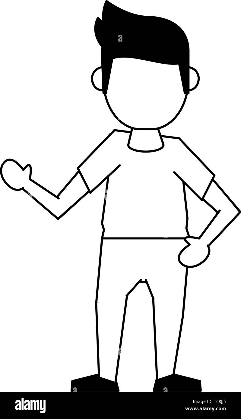 man avatar cartoon character in black and white Stock Vector Image ...