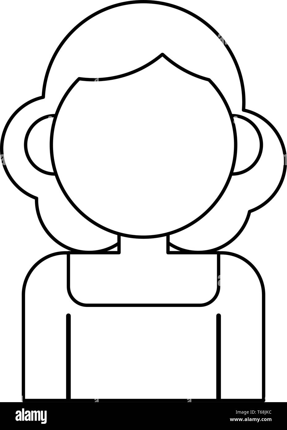 woman avatar cartoon character portrait in black and white Stock Vector ...