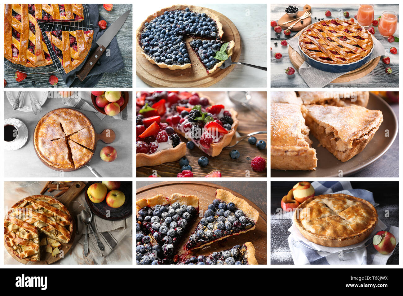 Different tasty fruit pies Stock Photo - Alamy