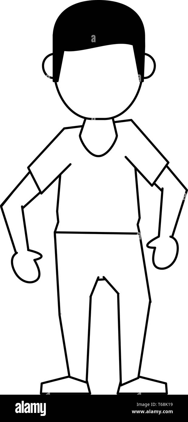 man avatar cartoon character in black and white Stock Vector Image ...