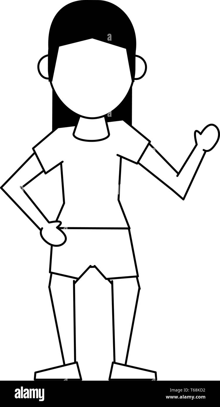 woman avatar cartoon character in black and white Stock Vector Image ...