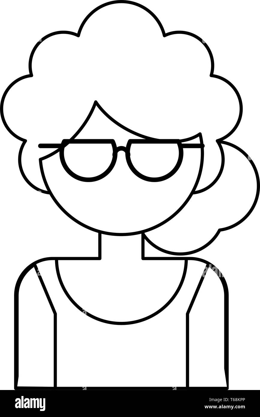 woman avatar cartoon character portrait in black and white Stock Vector ...