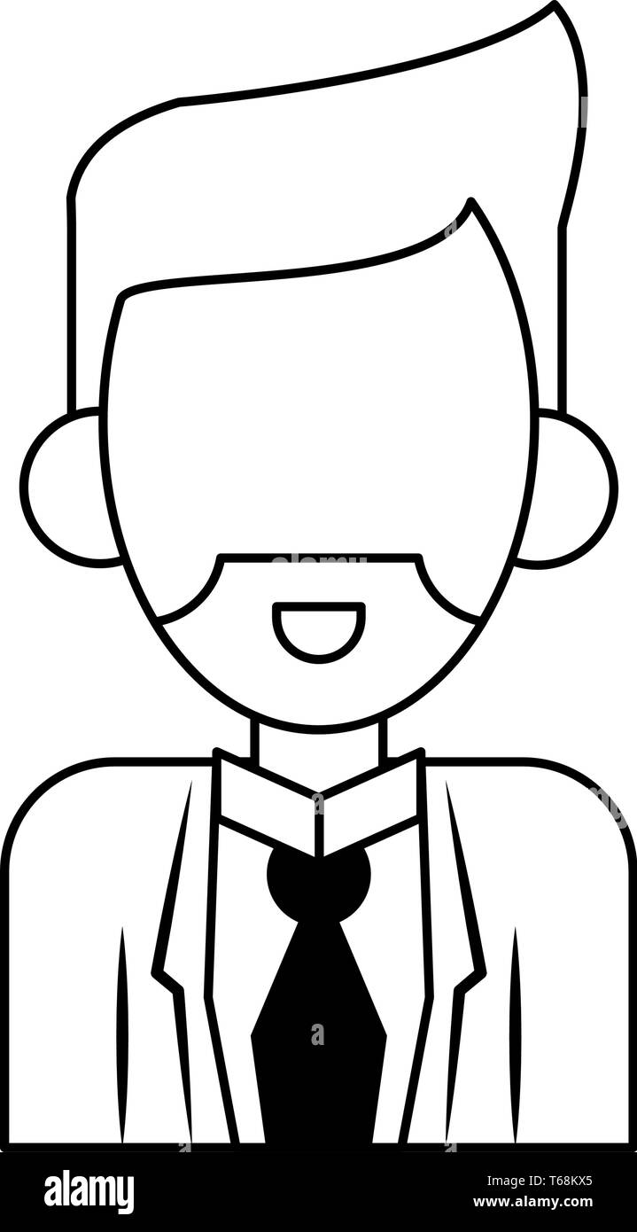 man avatar cartoon character portrait in black and white Stock Vector ...