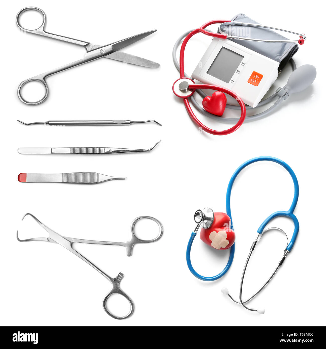 Set of medical supplies on white background Stock Photo Alamy