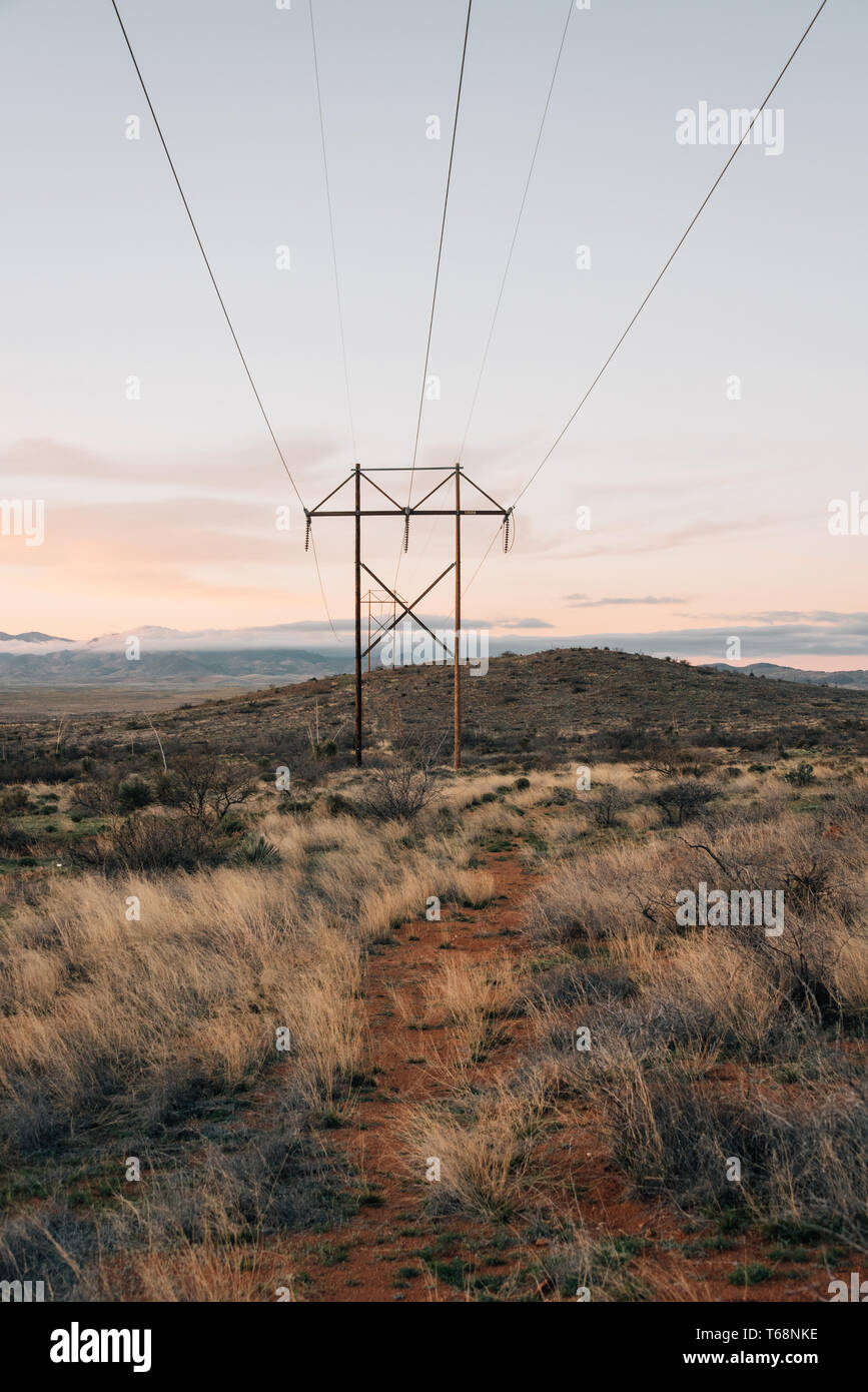 Power lines at sunset, in the desert of eastern Arizona Stock Photo - Alamy