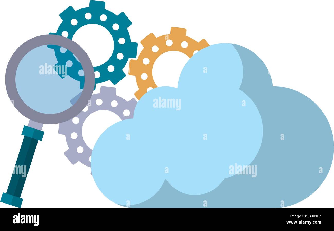 magnifying glass gears and cloud Stock Vector Image & Art - Alamy