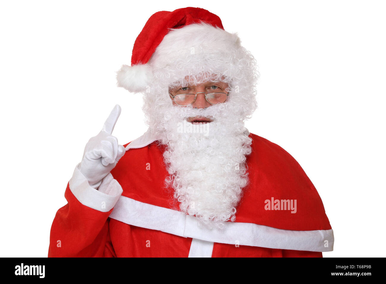 Weihnachtsmann Nikolaus Hebt Den Finger Weihnachten Portrait Stock Photo -  Alamy