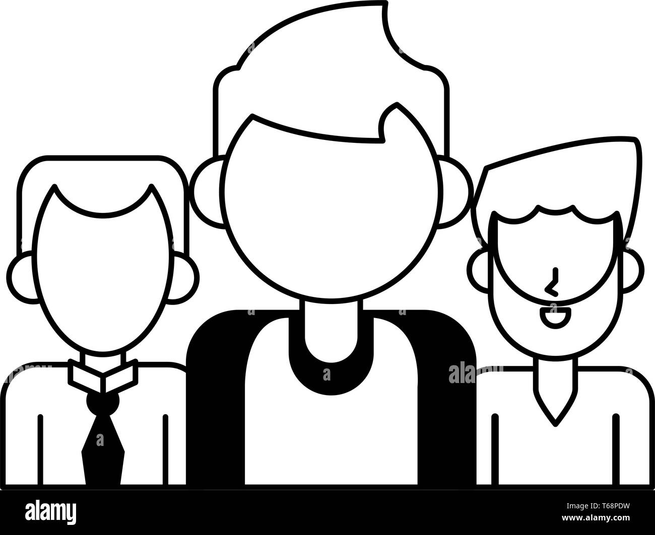 men avatar cartoon character in black and white Stock Vector Image ...