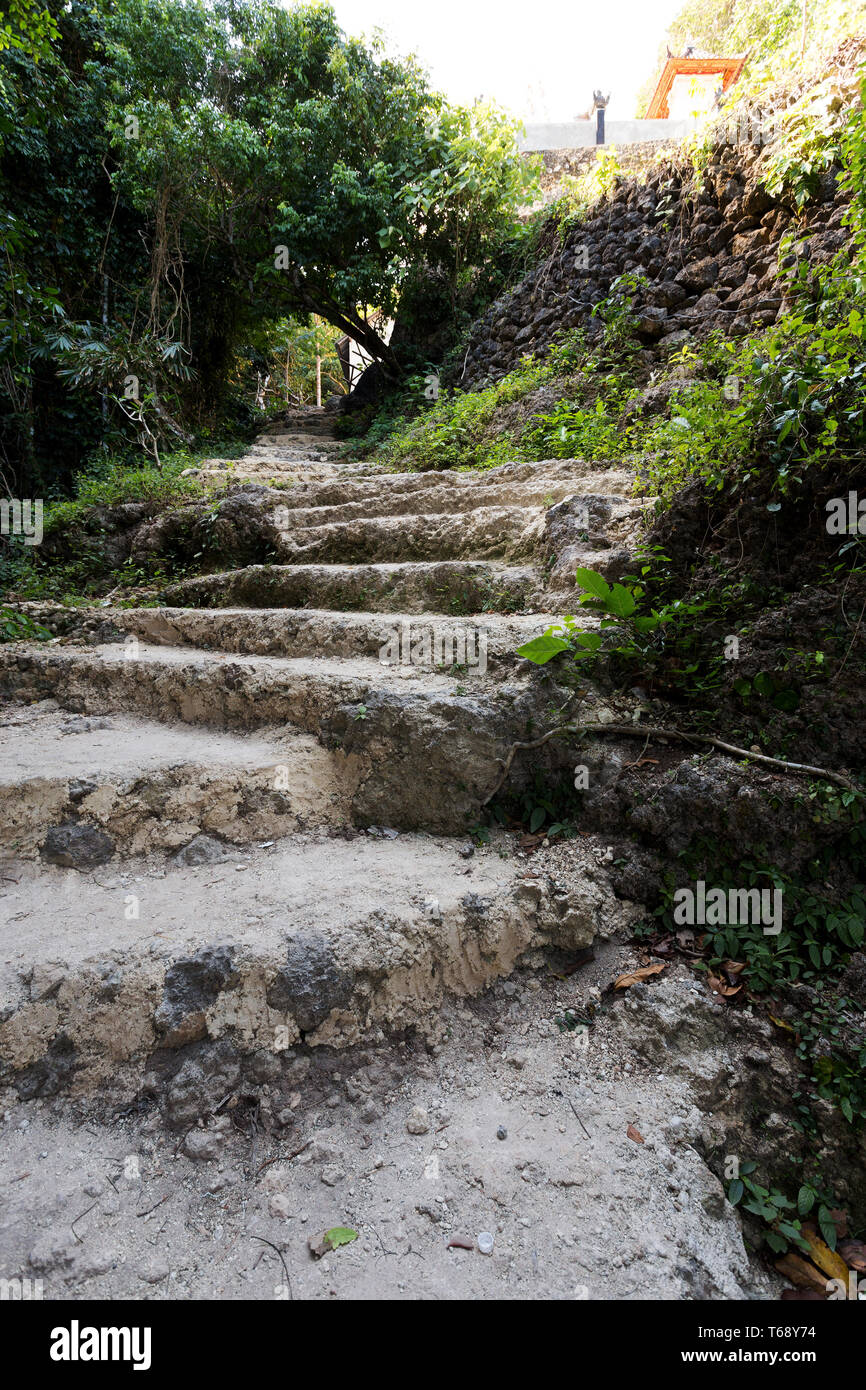 Stone staircase leading on Tembeling pool Stock Photo