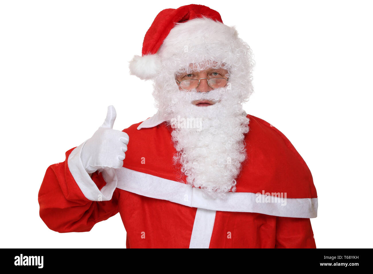 Weihnachtsmann Nikolaus Zeigt An Weihnachten Daumen Hoch Freisteller Stock Photo Alamy