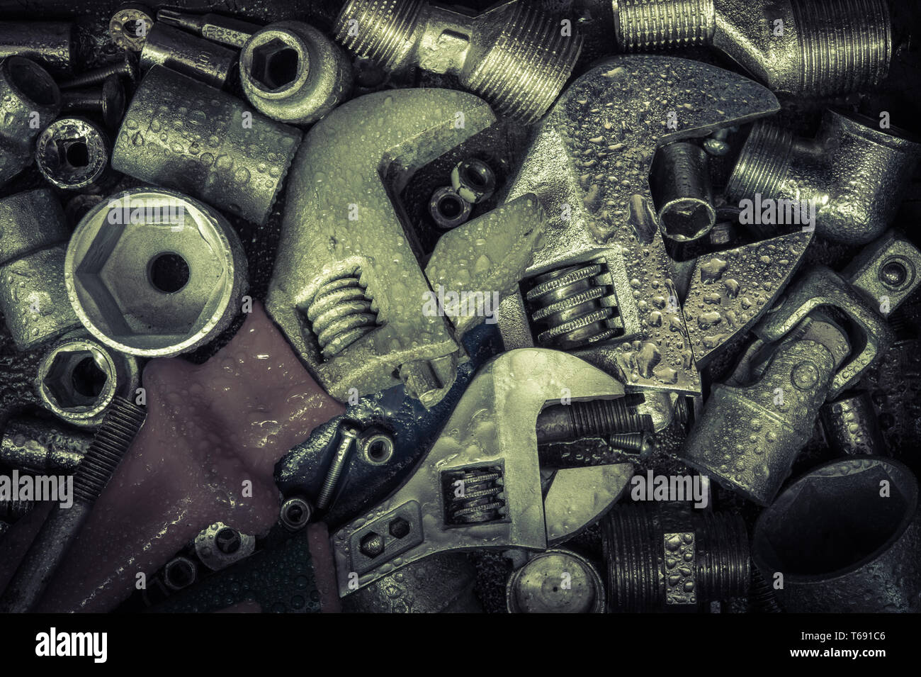 Wrench, screws, nuts Stock Photo Alamy