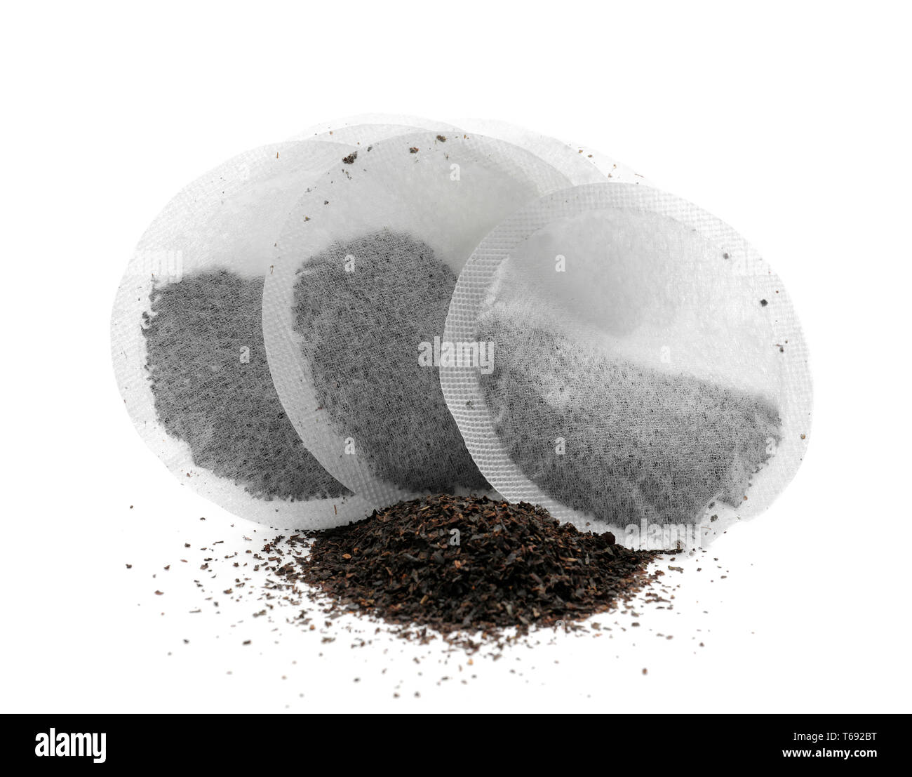 Teabags on white background Stock Photo