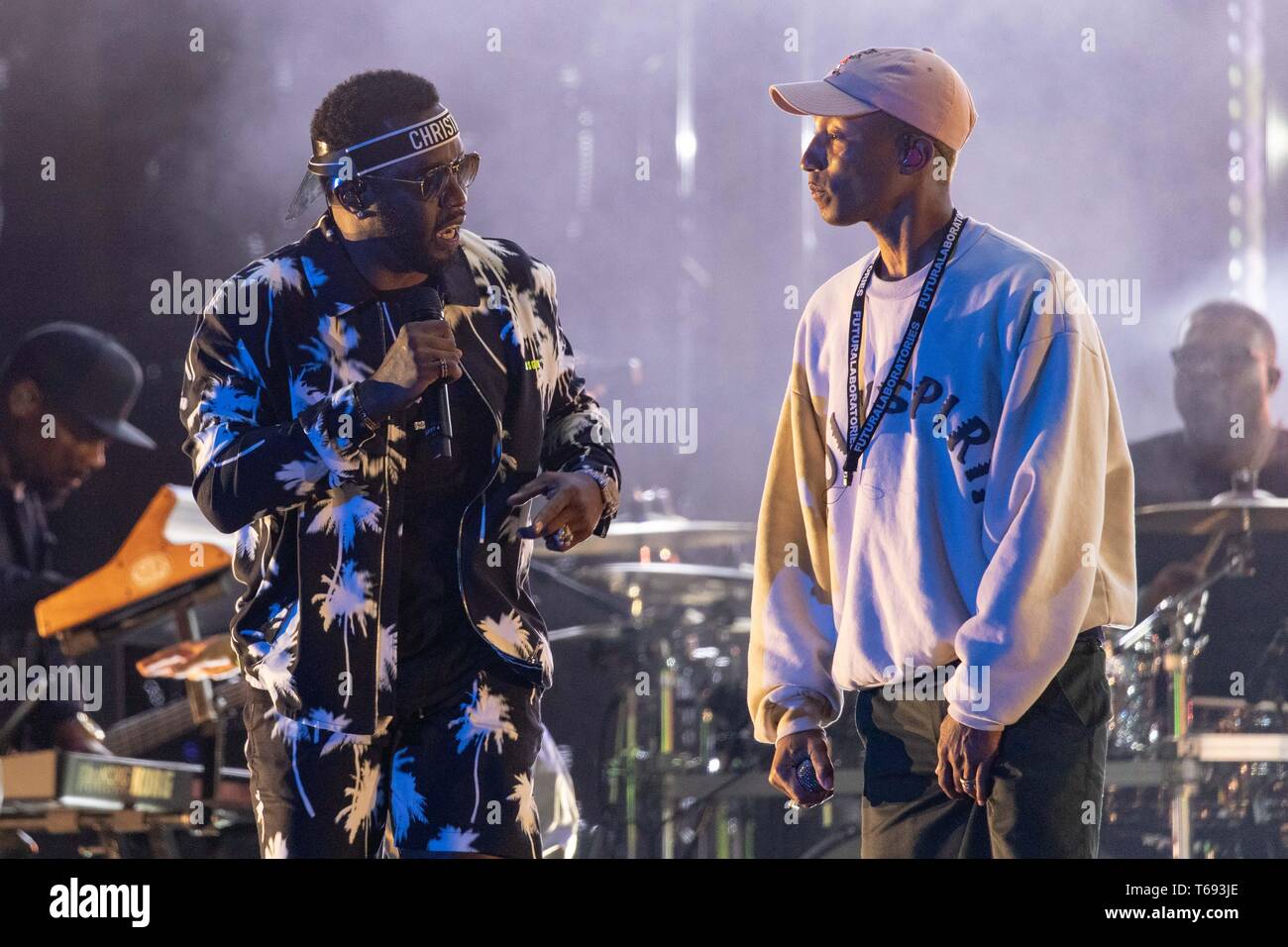 April 27, 2019 - Virginia Beach, Virginia, U.S - DIDDY (SEAN COMBS) and PHARRELL WILLIAMS during the inaugural Something In The Water Music Festival in Virginia Beach, Virginia (Credit Image: © Daniel DeSlover/ZUMA Wire) Stock Photo