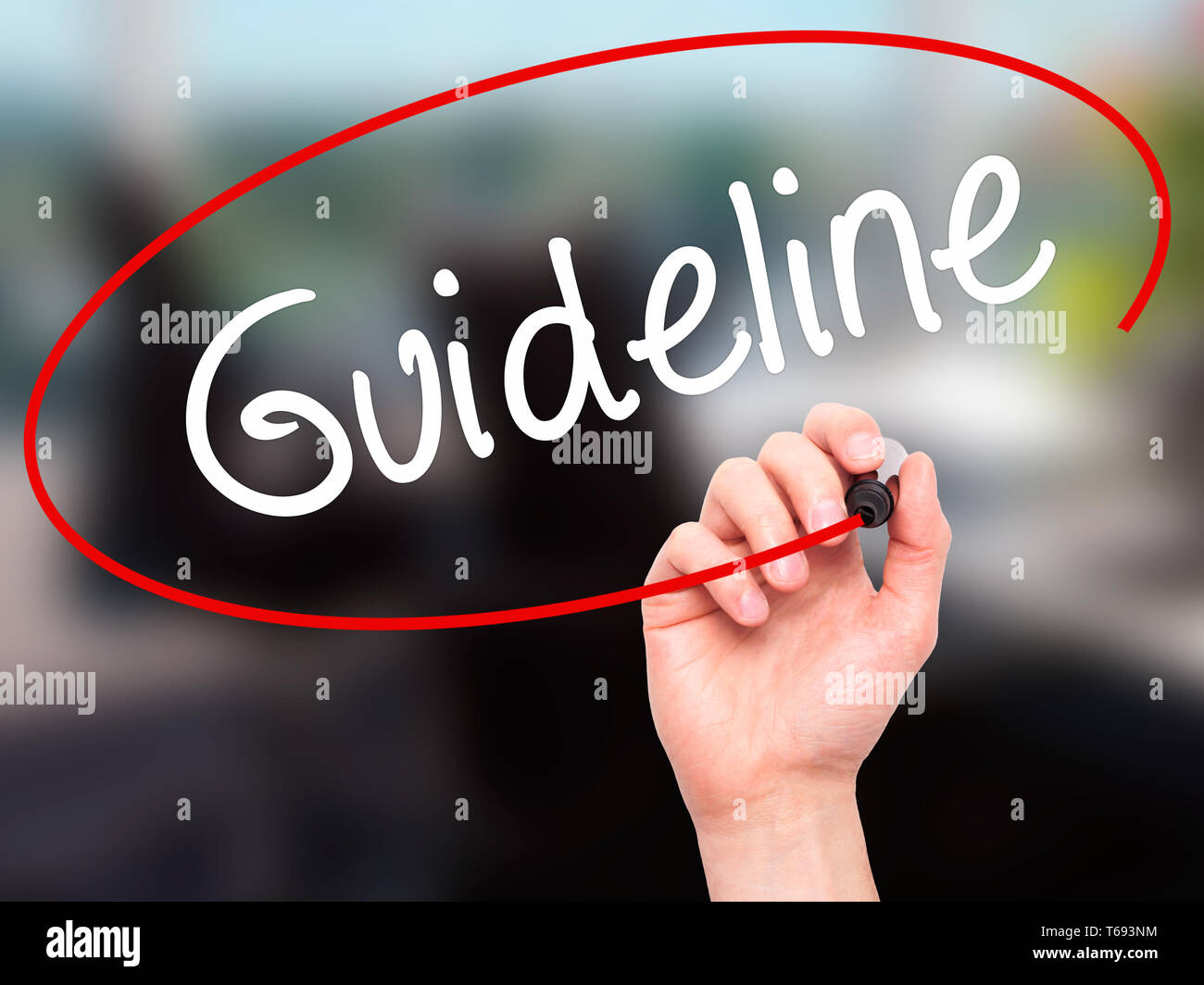 Man Hand writing Guideline with black marker on visual screen Stock ...
