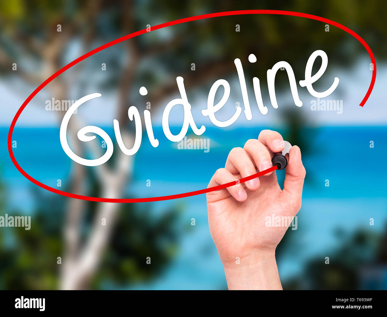 Man Hand writing Guideline with black marker on visual screen Stock ...