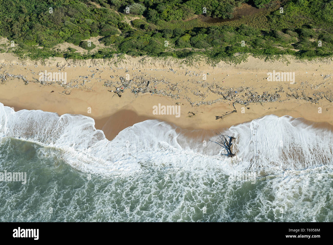 Plastic pollution, Durban, KwaZuluNatal, South Africa, aerial, dead