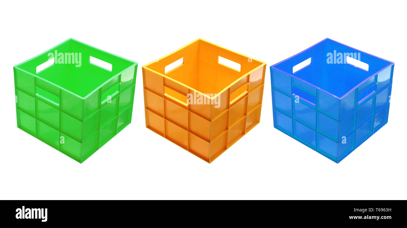 Storage Boxes on White Background Stock Photo