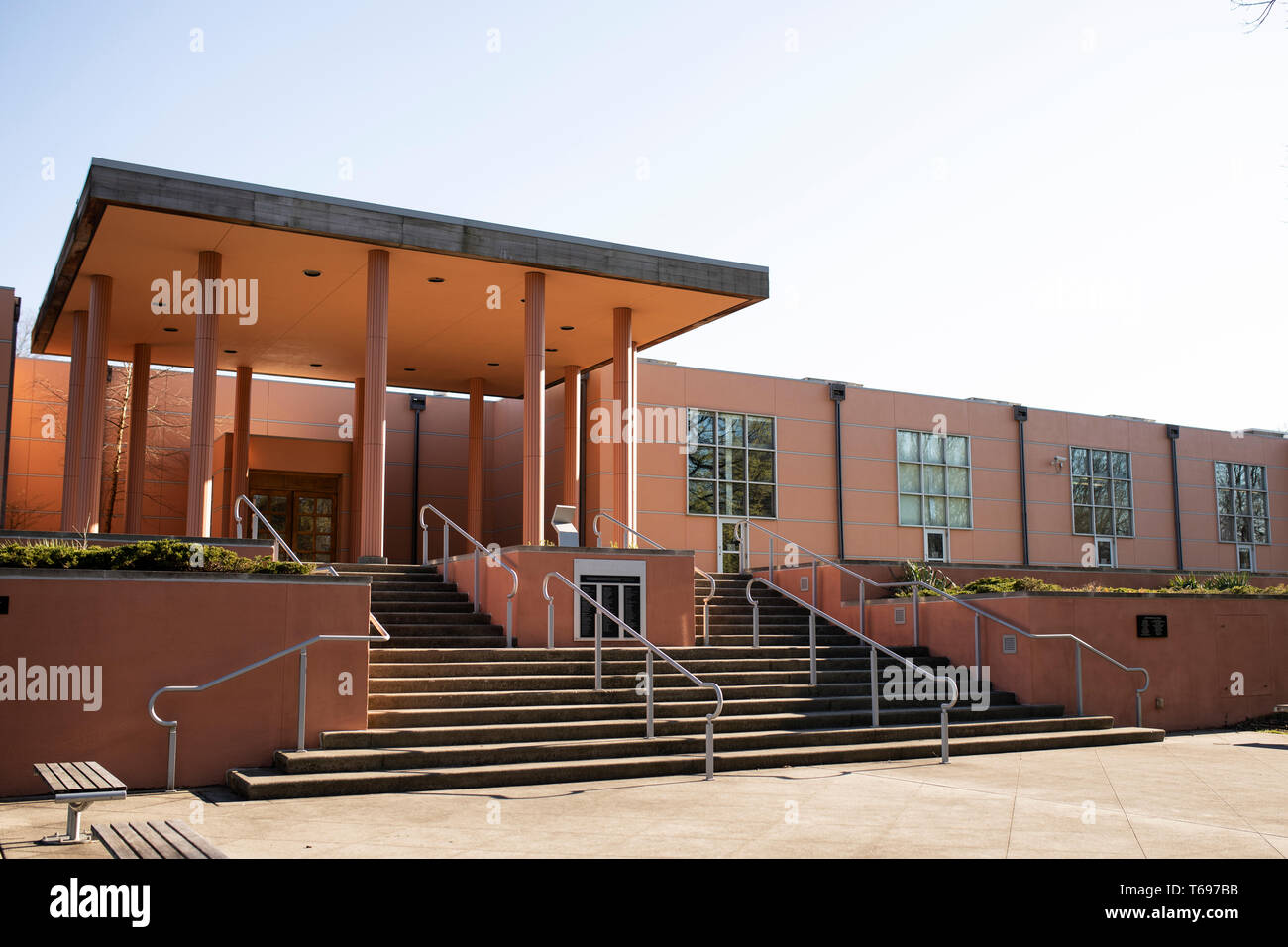 The rear entrance to the Indianapolis Arts Center, a gallery and art