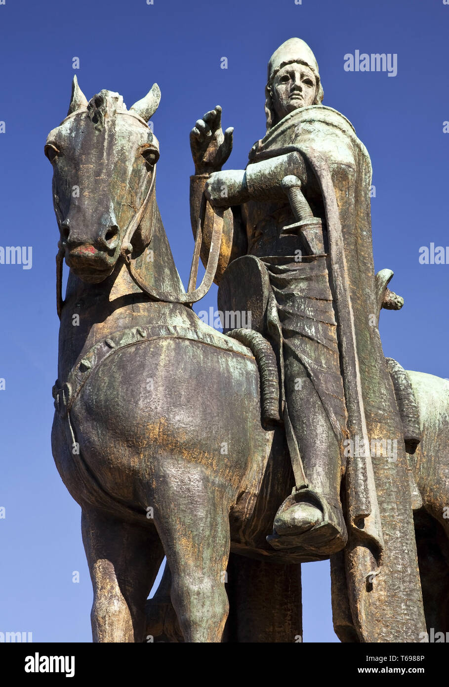 equestrian statue of archbishop Engelbert II at Burg castle , Solingen, Germany Stock Photo