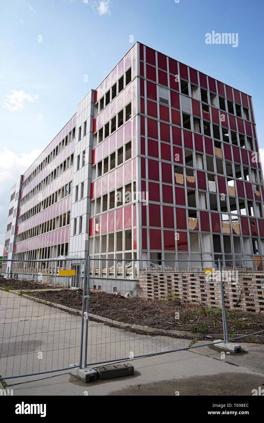 demolition of an office building in Magdeburg Stock Photo