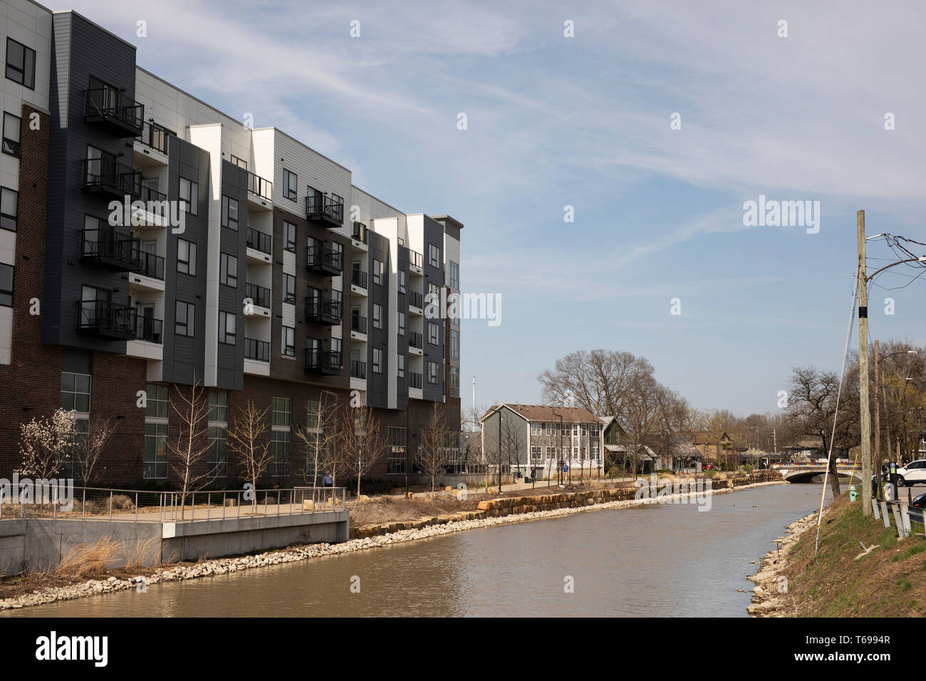 An apartment building on Carrollton Avenue along the Central Canal of
