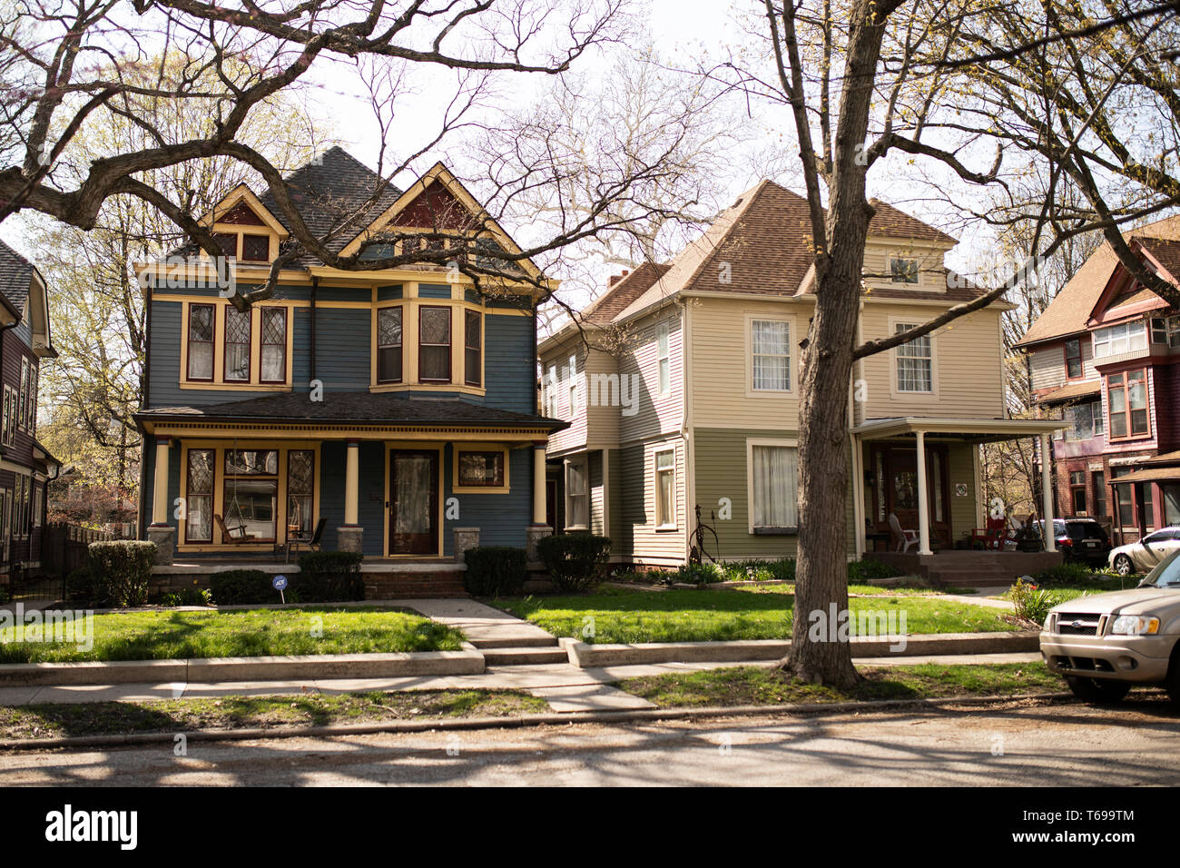 Historic houses in the Woodruff Place neighborhood in Indianapolis, Indiana, USA. Stock Photo