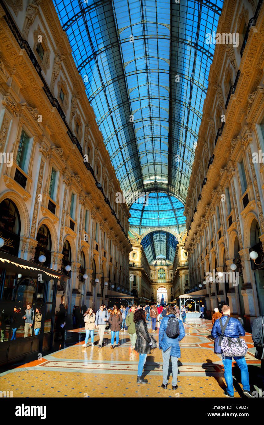 Galleria Vittorio Emanuele II shopping mall interior Stock Photo