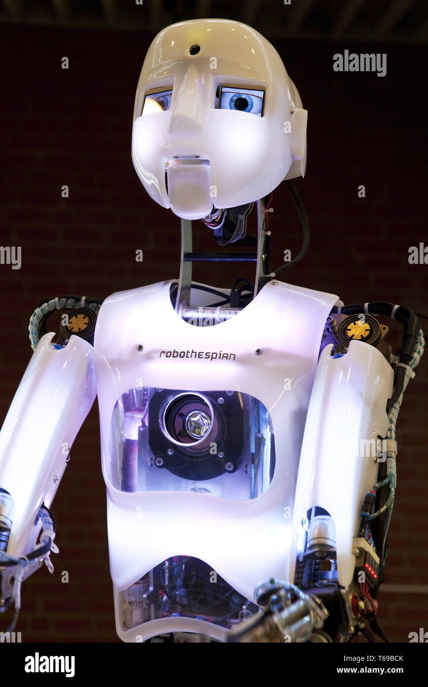 The humanoid robot RoboThespian at DASA, Dortmund, North Rhine Westphalia, Germany, Europe Stock Photo