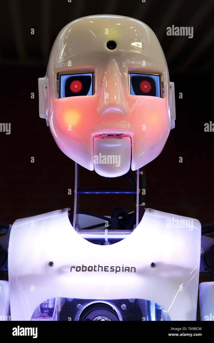 The humanoid robot RoboThespian at DASA, Dortmund, North Rhine Westphalia, Germany, Europe Stock Photo