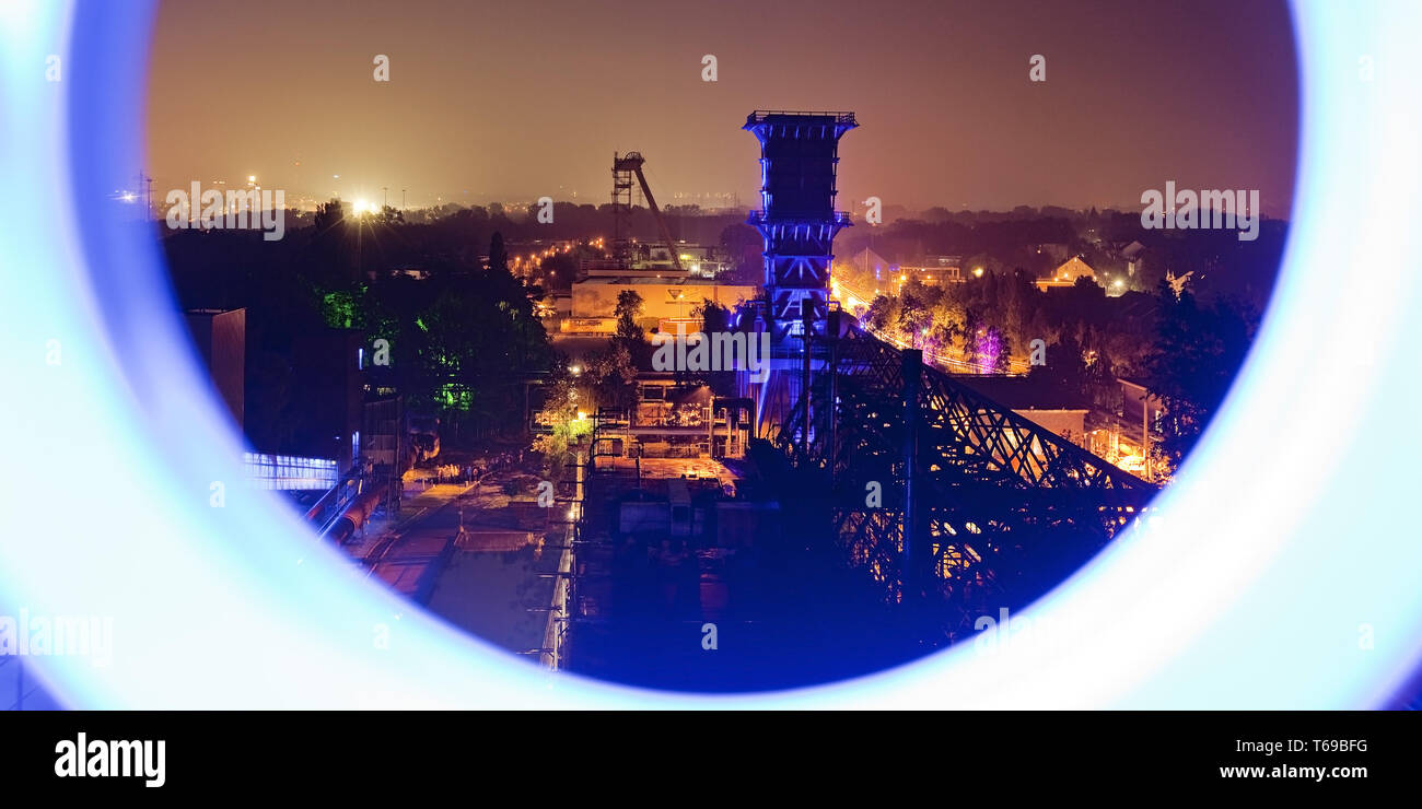 view from the coal tower at coking plant Hansa at night, Dortmund, Ruhr Area, Germany Stock Photo