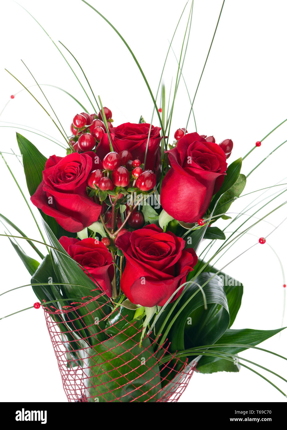 Colorful Flower Bouquet from Red Roses Isolated on White Background ...