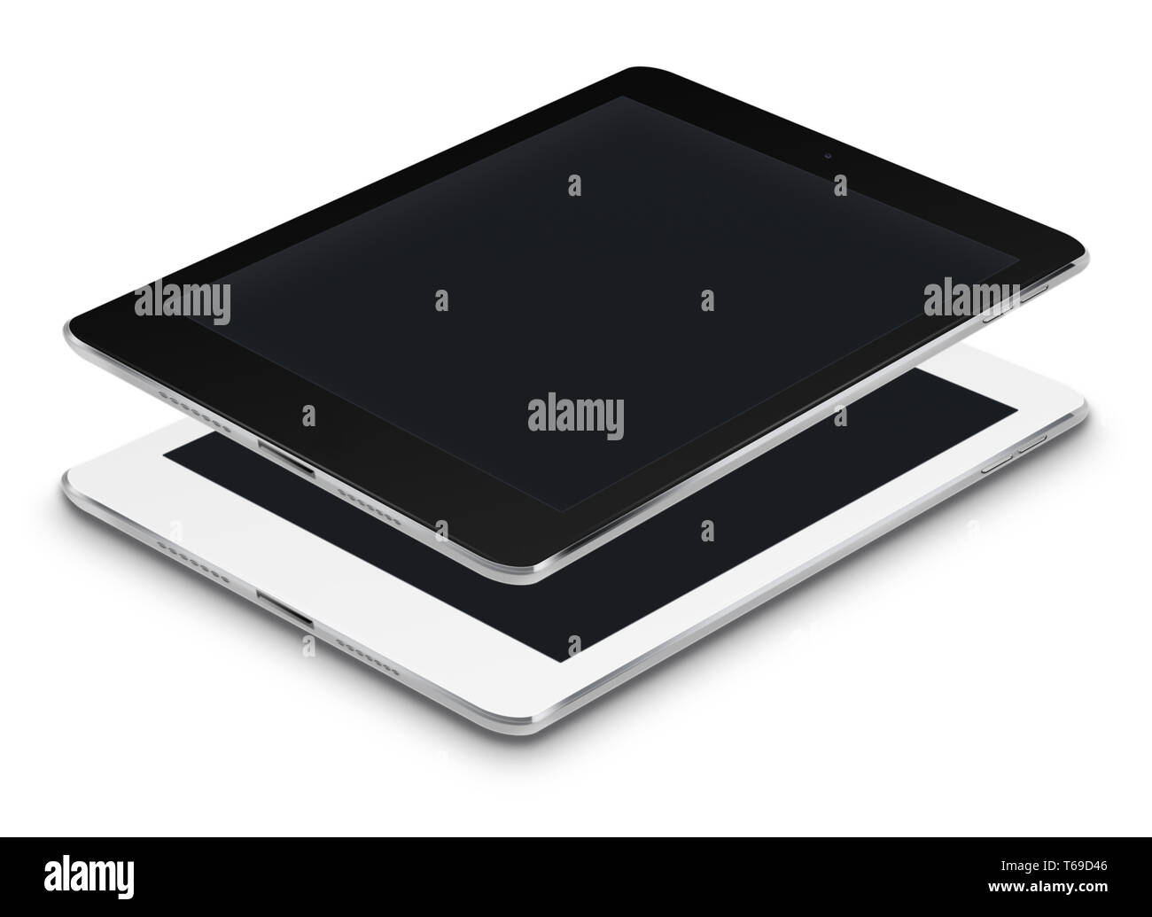 Realistic tablet computers with black screens Stock Photo Alamy