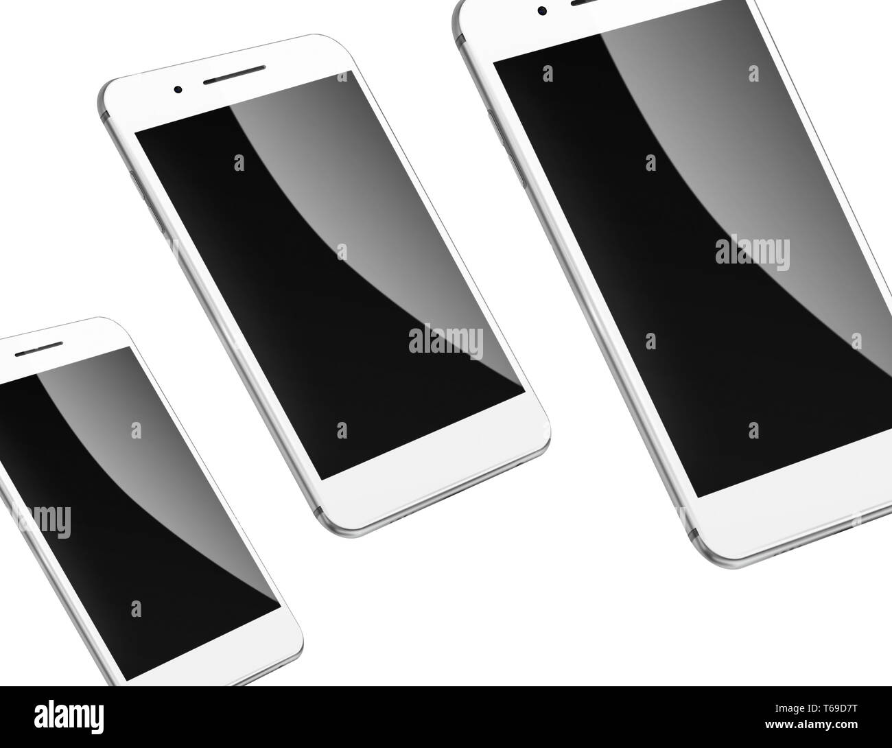 Mobile smart phones isolated on white. Stock Photo