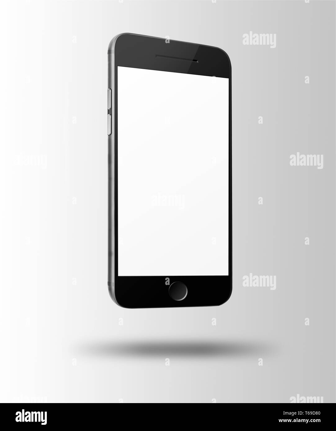 Mobile smart phone with white screen on gray background Stock Photo Alamy