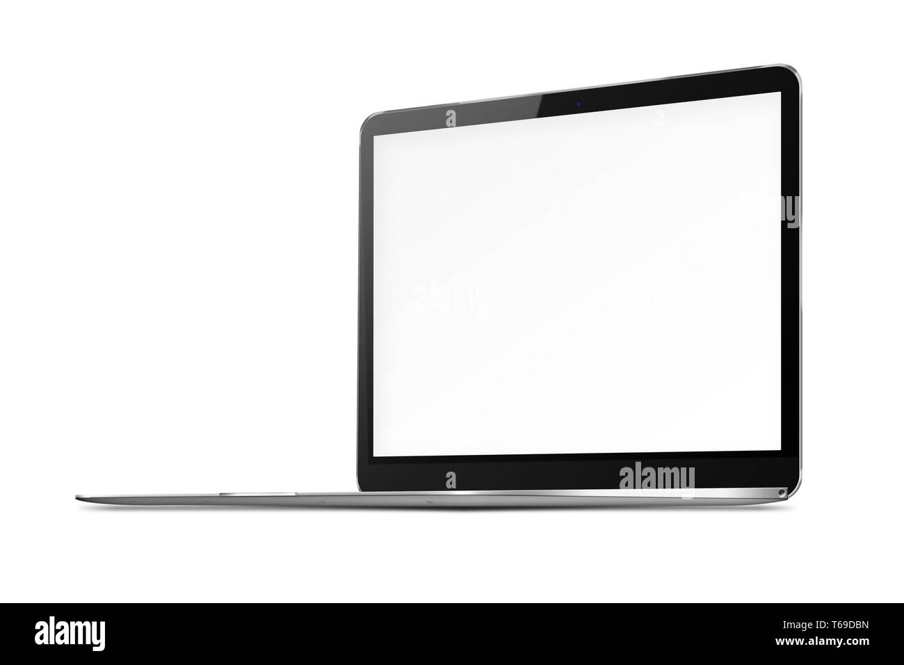 Laptop with blank white screen Stock Photo Alamy