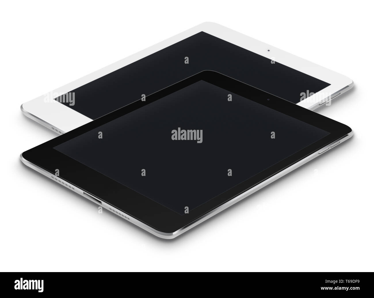 Realistic tablet computers with black screens Stock Photo Alamy