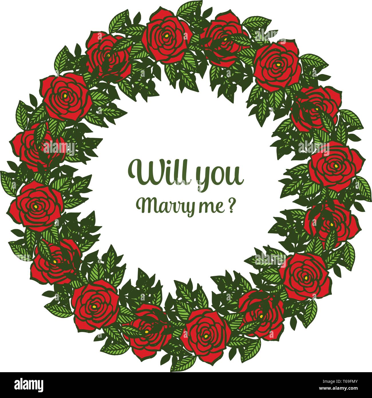 Vector illustration crowd of red rose flower frames blooms for ...