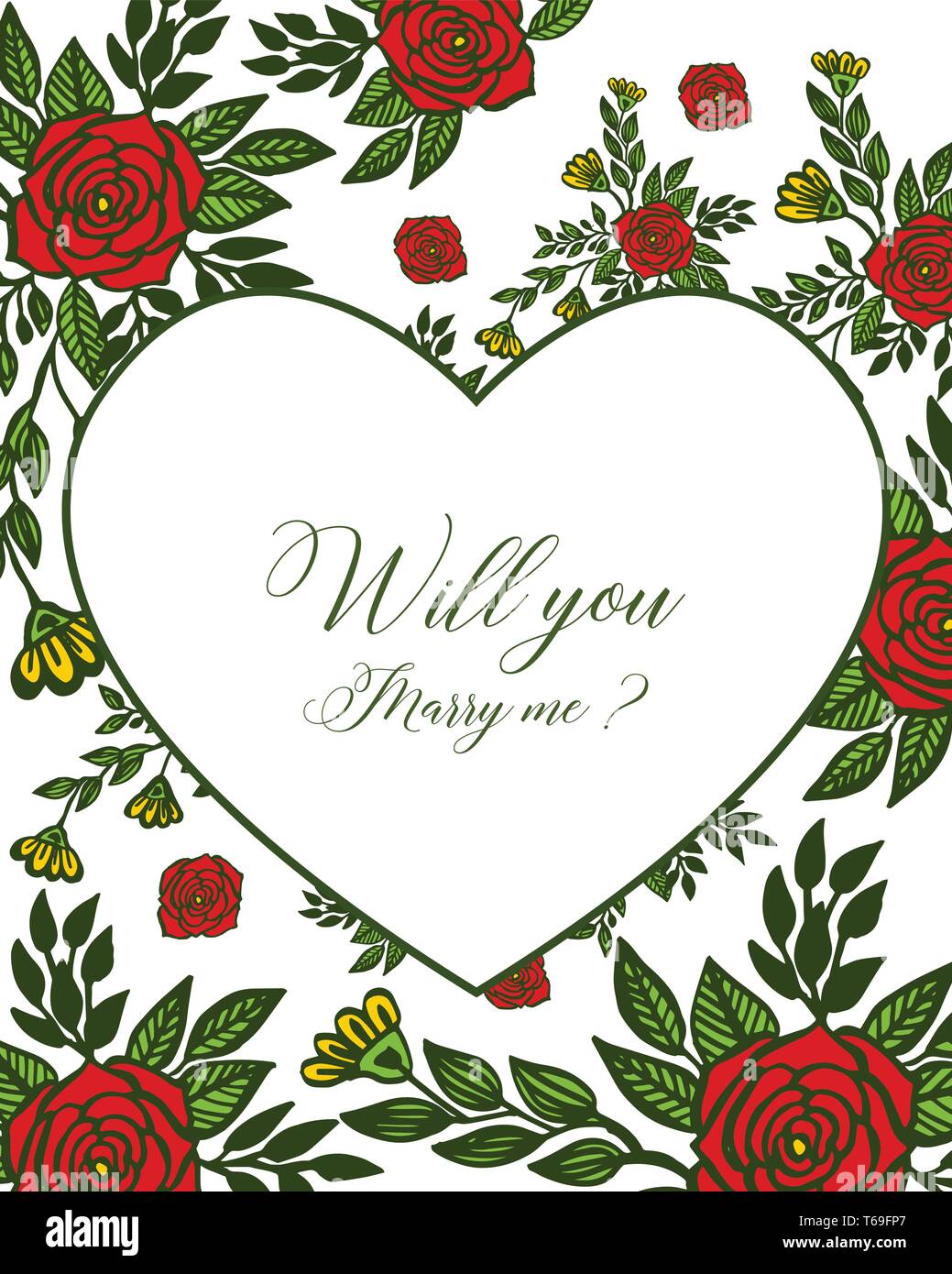 Vector illustration crowd of red rose flower frames blooms for ...