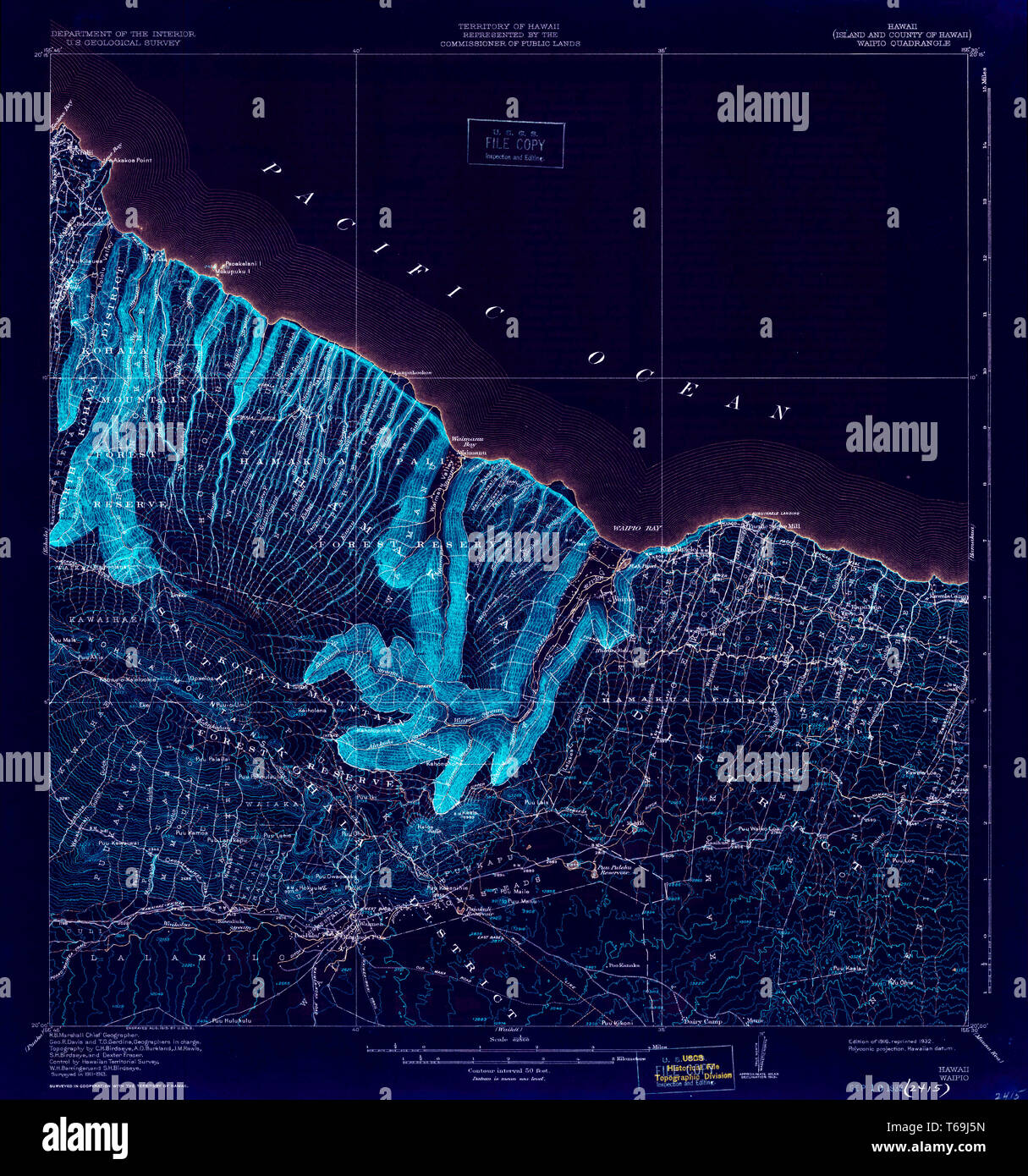 USGS TOPO Map Hawaii HI Waipio 349910 1916 62500 Inverted Restoration