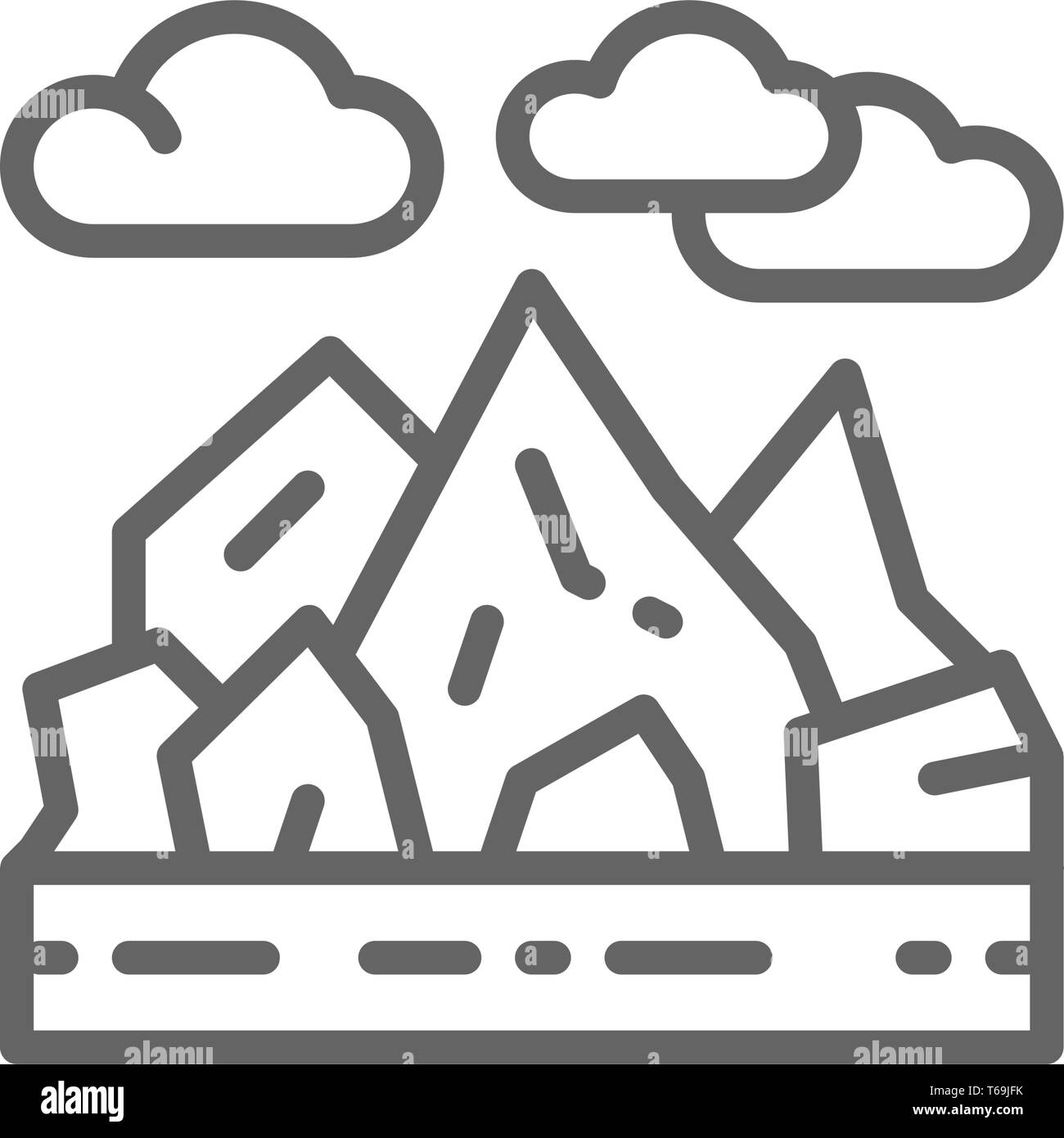 Vector mountains and rocks landscape line icon Stock Vector Image & Art ...
